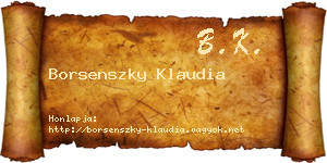 Borsenszky Klaudia névjegykártya